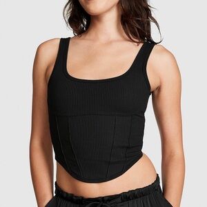 Pink Cinched Corset Top Black Medium